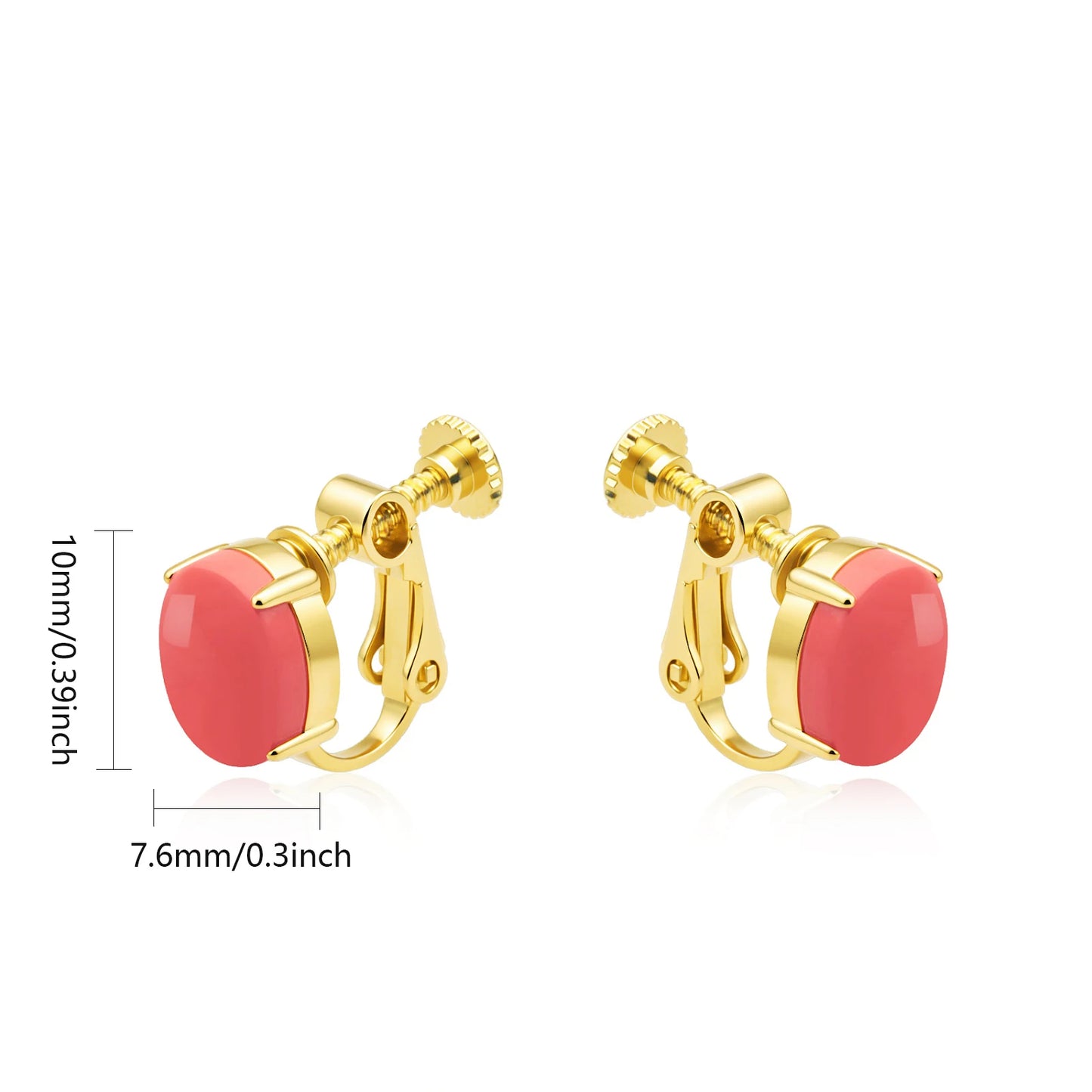 Women's Coral Stud Earrings Silver Plated Brass Bohemian Christian Gift