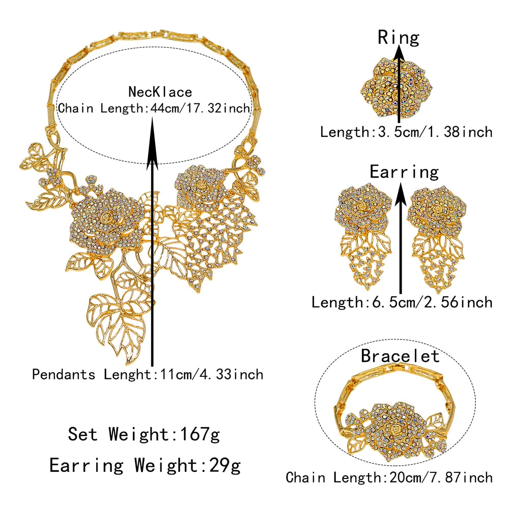 Zhuerrui New Design Sense Jewelry Set American High-end Diamond Series Ladies Classic Inheritance Wedding Four Sets I0002220