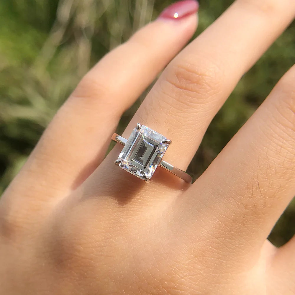 Silverelli | 925 Silver 4ct Water Drop High Carbon Diamond Ring | 8×10mm | Platinum Plated
