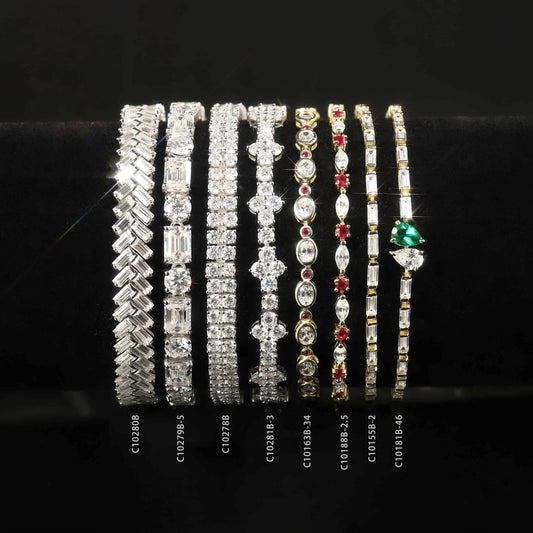 Gemfiori Abiding OEM ODM Unique Design Fancy Multi-shape Cut Tennis Bracelet 925 Silver Solid Gold Custom Stone Tennis Bracelet
