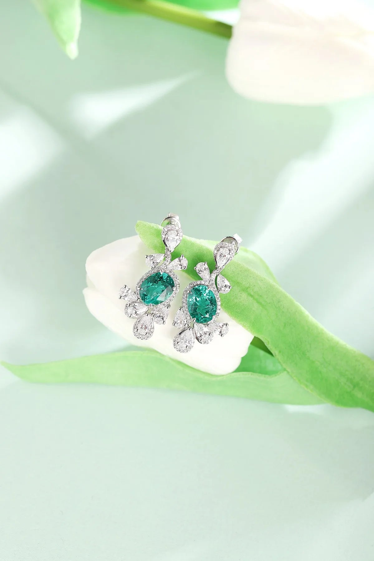 Gemfiori Anster High Quality S925 Lab Grown Emerald Earring Stud Dainty Gemstone Stud Earrings for Women Daily Wear Gift
