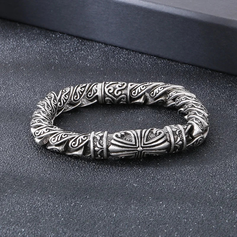 KALEN 220mm Men Vintage Medieval Style Stainless Steel Links Bracelet