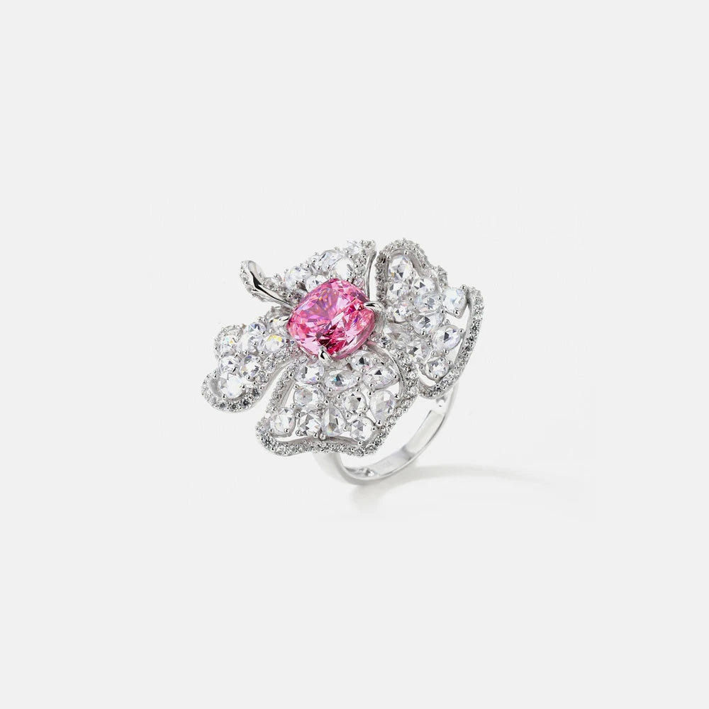 MuShan Jewelry Factory S925 Sterling Silver Rose Cut Petal Ring Light Luxury and High End Accessory European and American Style