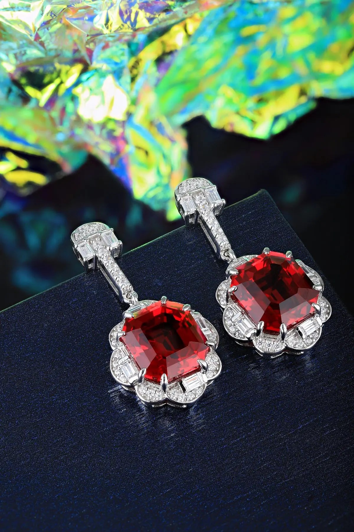 Gemfiori Anster High Quality S925 Lab Grown Ruby Earring Stud Dainty Gemstone Stud Earrings for Women Daily Wear Gift