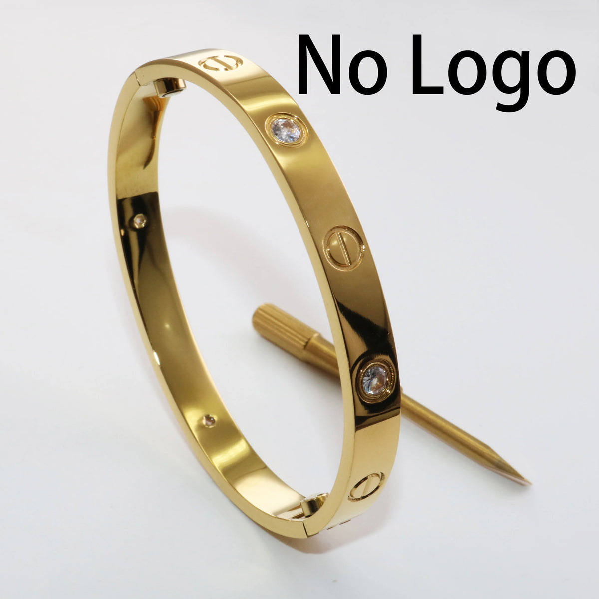 S&S Fashion Zircon Brand Screwdriver Screw Love 316L Stainless Steel 18K Gold Plated Bangle Bracelets for Women and Men