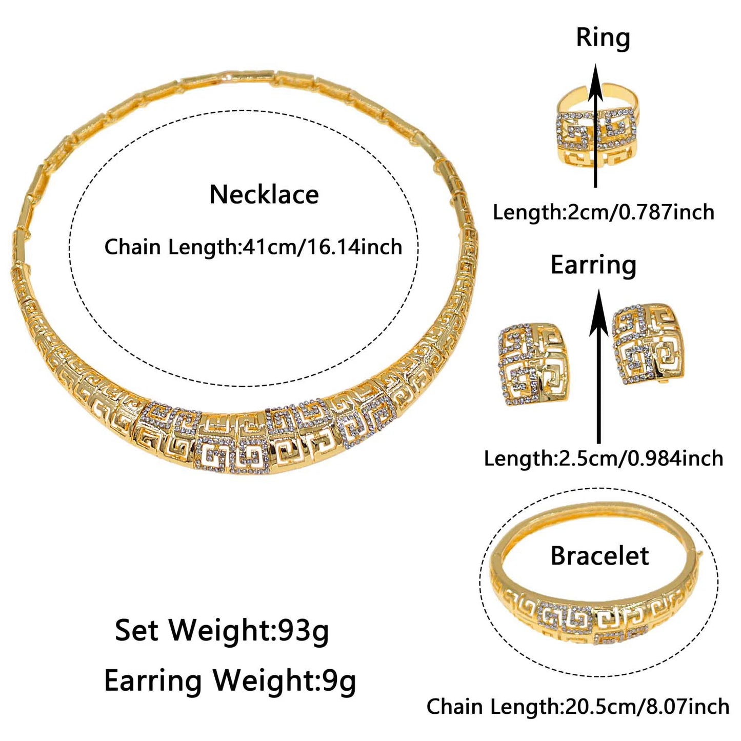Zhuerrui Four Sets of Luxury Diamond Set Jewelry New Heavy Industry High-End Jewelry Atmospheric Ladies Party MatchHA240505