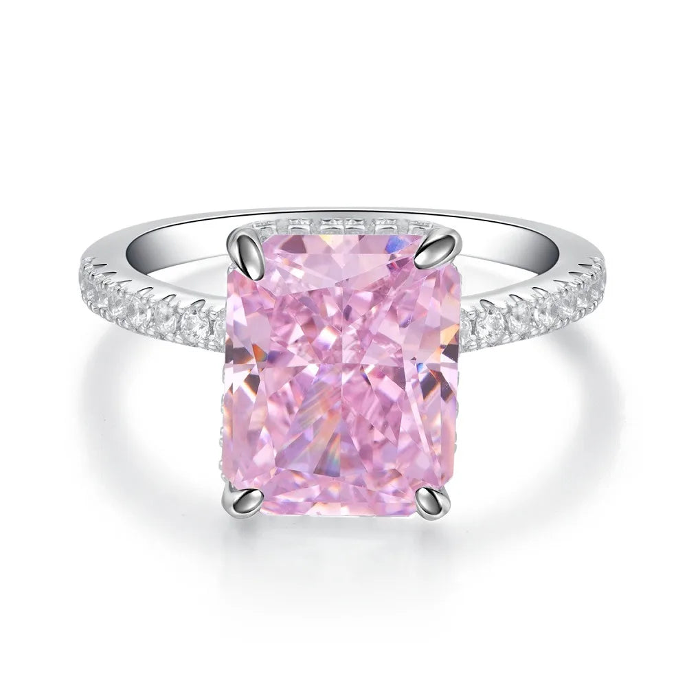 Waterproof Women 925 Sterling Silver Iced Out 5A Zirconia Ring Engagement Anniversary Candy Colors Rings Jewelry Supplies