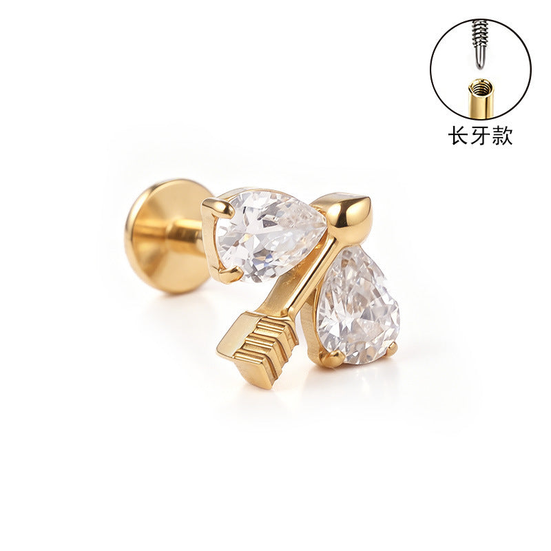 S&S ASTM F136 Titanium Zircon Helix Cartilage Stud | Gold | 31 Designs