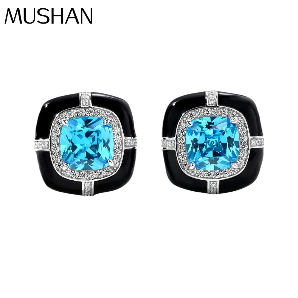 MUSHAN Jewelry Factory Pure Silver Stud Earrings With High End Feel Electroplated Gold and High Carbon Diamond High End Jewelry