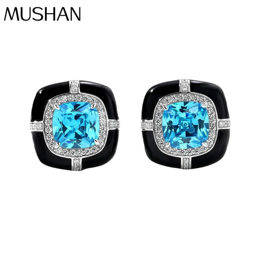 MUSHAN Jewelry Factory Pure Silver Stud Earrings With High End Feel Electroplated Gold and High Carbon Diamond High End Jewelry