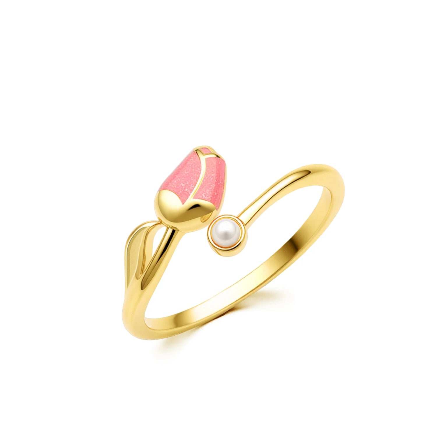 Hawaiian Tulip Coral Brass Modern Bohemian Design Women's Party Ring