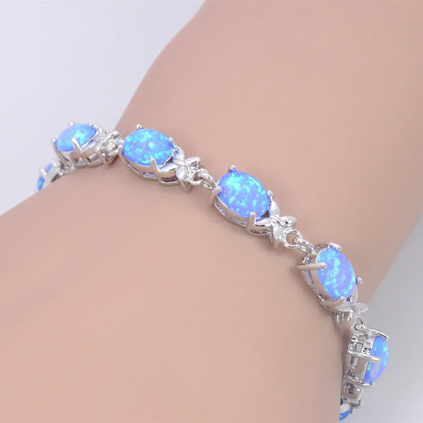 New Arrival Geometric Brass Silver Plated Christian Opal Women's Trendy Bracelet Bulk for Daily Wear