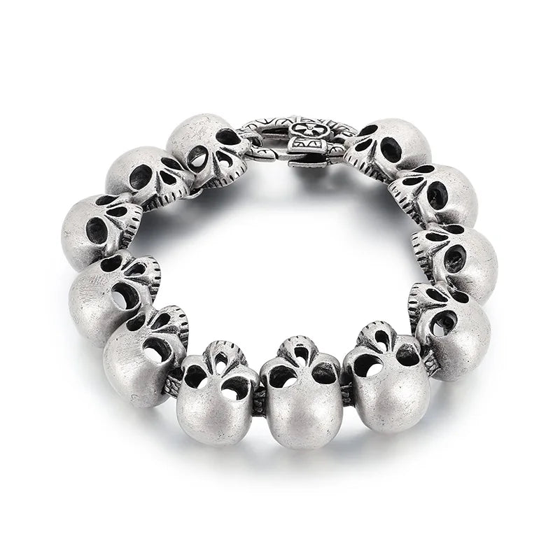 KALEN Hot-selling Jewelry Silver/black/Gold Fashion Bracelets Stainless Steel Punk Skull Links Bracelet for Men