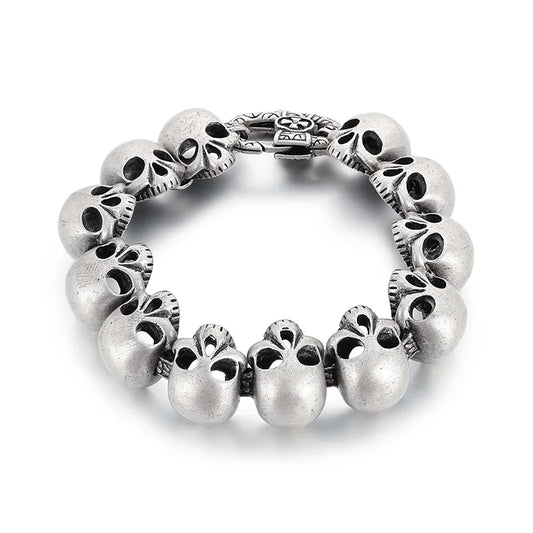 KALEN Hot-selling Jewelry Silver/black/Gold Fashion Bracelets Stainless Steel Punk Skull Links Bracelet for Men