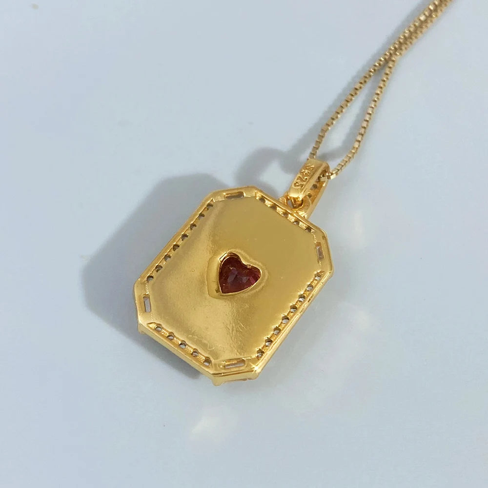 Gioiellieri Natural Pyrope Garnet S925 Silver Pendant with Red Crystal Gemstone for Women Luxury Jewelry January Birthstone Healing Stone