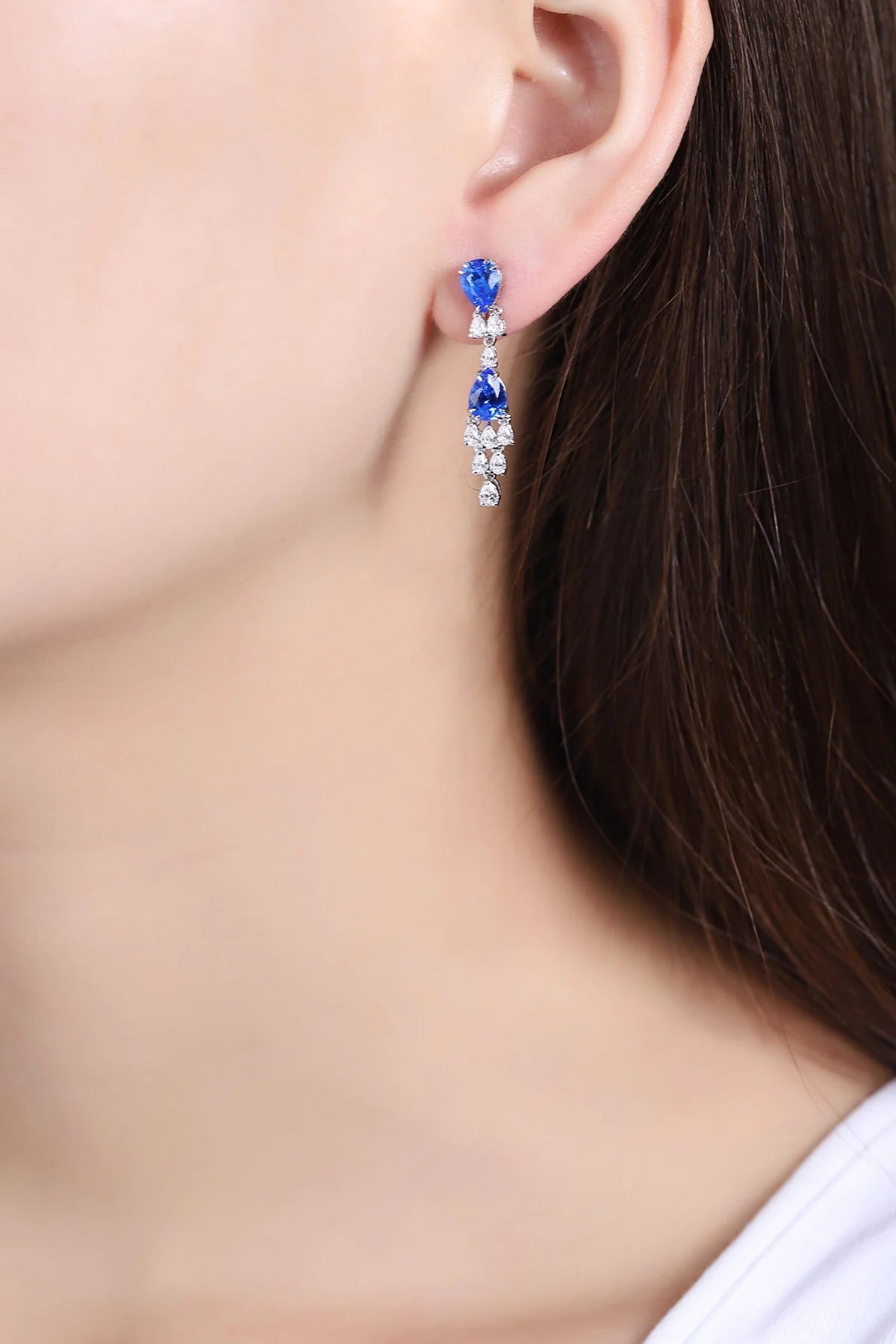 Gemfiori Anster High Quality S925 Lab Grown Cobalt Spinel Earring Stud Dainty Gemstone Stud Earrings for Women Daily Wear Gift