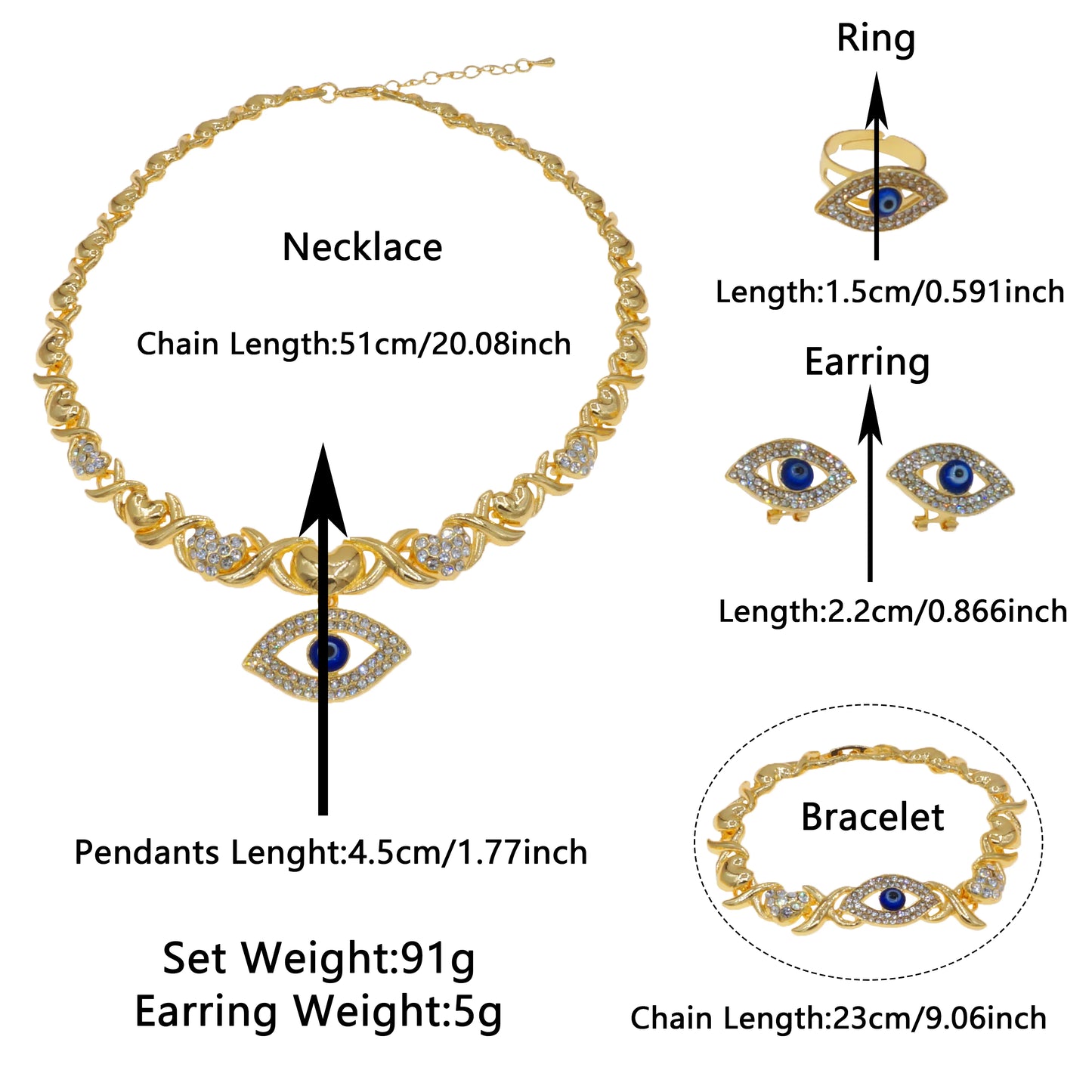 Zhuerrui Hot Selling Eye Picture Necklace Set Dubai Ladies Popular Gold Jewelry Set American Wedding Party Accessories X0201