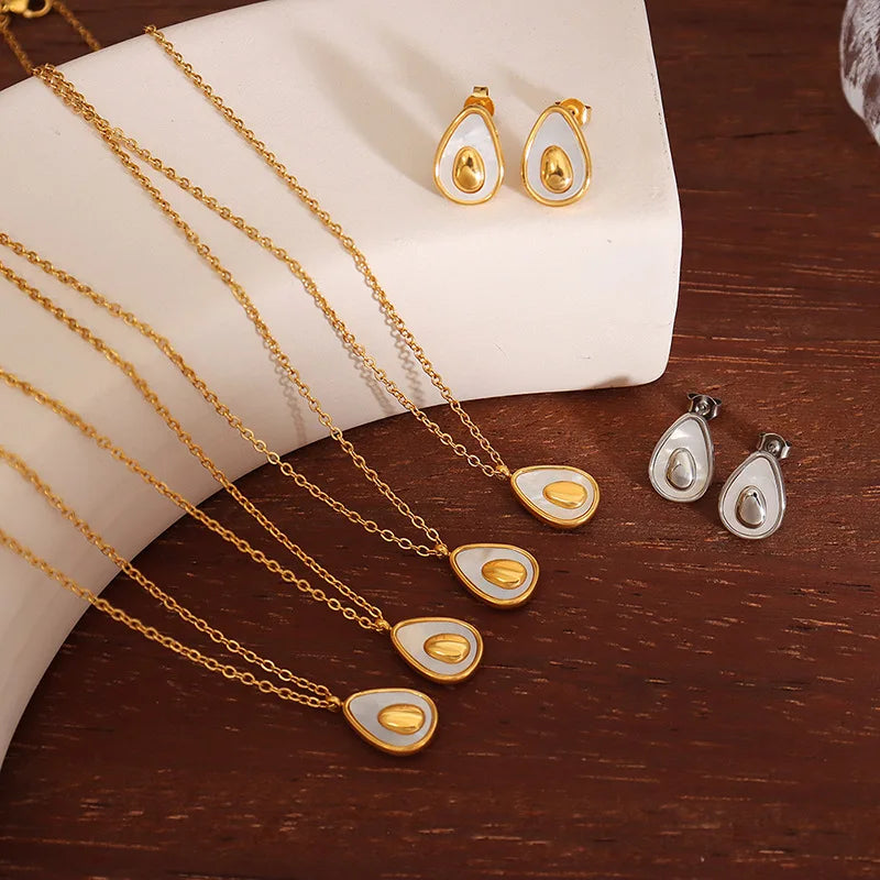 Korean Butterfly Zircon & Pearl Pendant Necklace & Earrings | Gold & Silver Stainless Steel Jewellery
