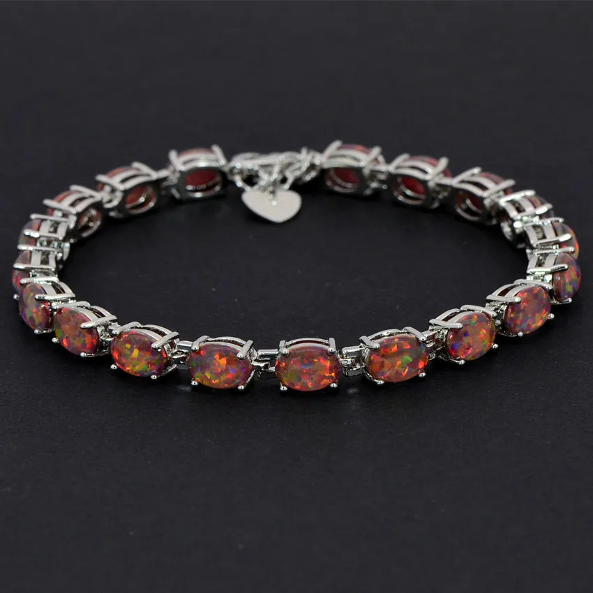 Hawaiian Inspired Geometric Gold-Plated Brass Beaded Opal Christian Trendy Colored Gem Women's Statement Bracelet Bulk Supply