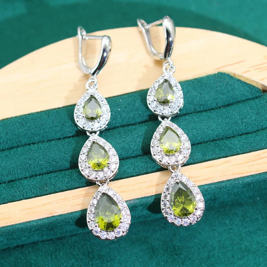 XOTICA 2024 New Green Zircoia 925 Silver Women's Jewelry Set Wedding Accessories Including Earrings Necklace for Anniversaries Parties