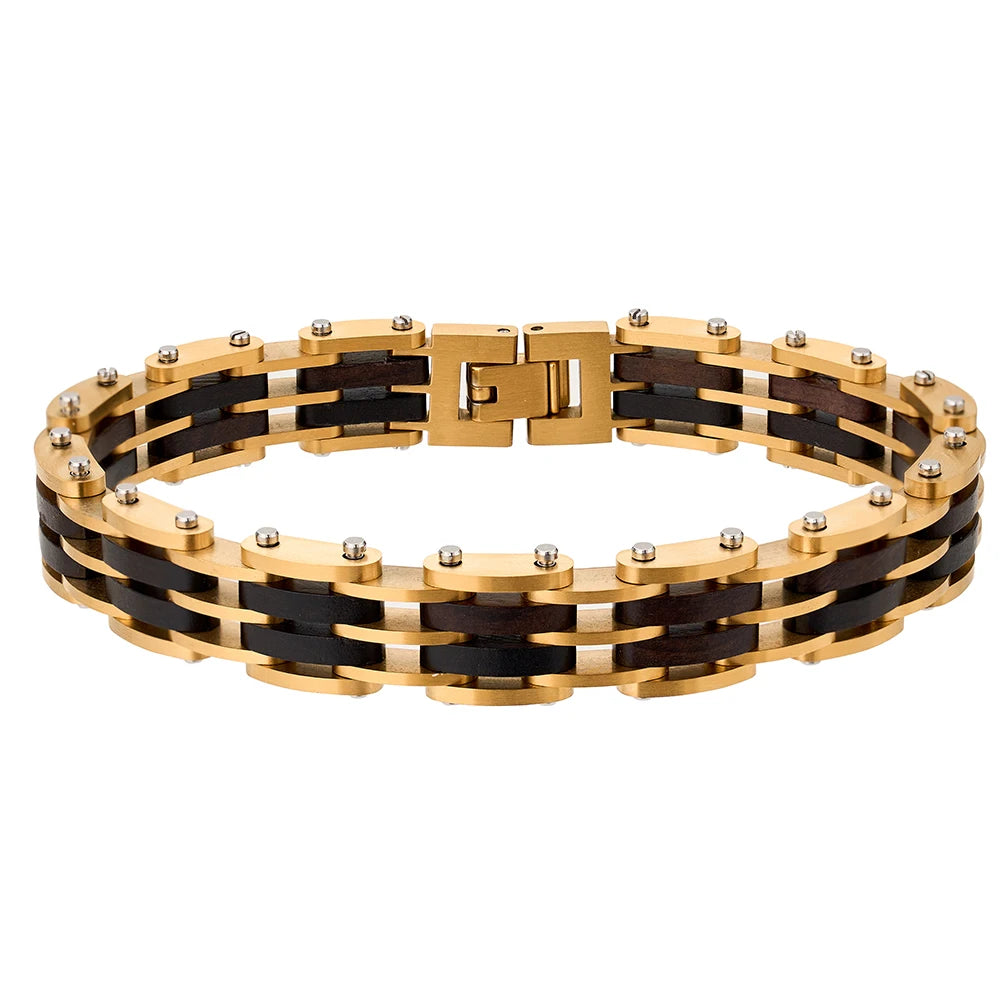 REBEL Luxury Wooden Unisex Stainless Steel Chain Bracelet Vintage Black Zinc Plated Custom Logo Engraving Handmade Fashion Jewelry