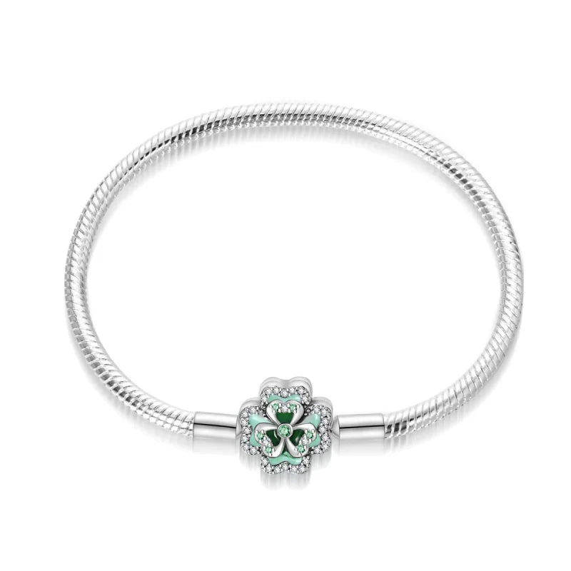 S&S Four Leaf Clover Zircon & Enamel 925 Silver Jewellery | Rings, Earrings, Bracelet & Pendant | S&S Collection