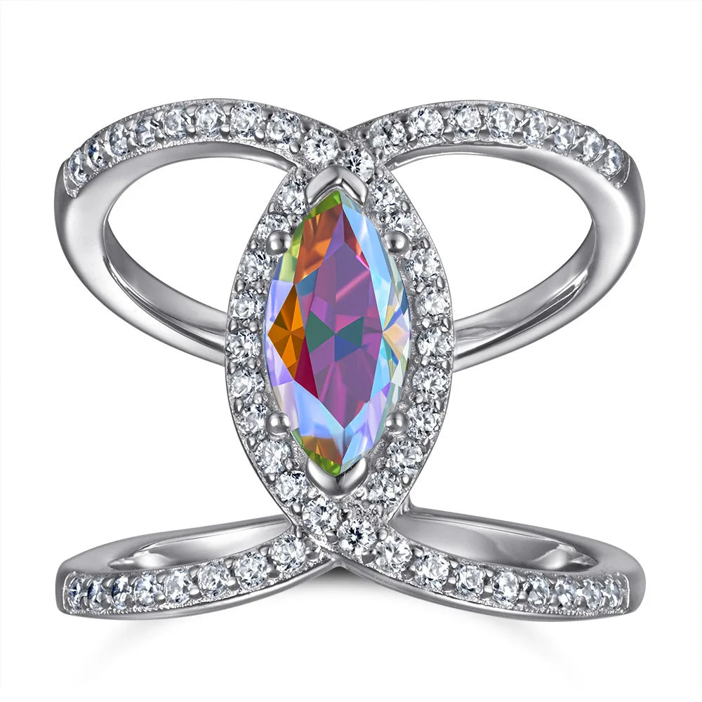 ArtistA Factory 925 Sterling Silver Women's Cuff Rings Marquise Cut 1CT VVS GRA Colored Moissanite Jewelry with Certificate