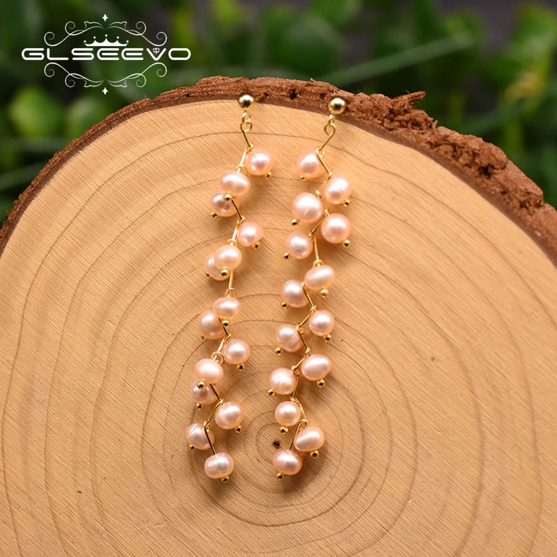 Natural Freshwater Pearl Handmade Long Tassel Drop Earrings for Women Engagement Fine Jewellery Joyero
