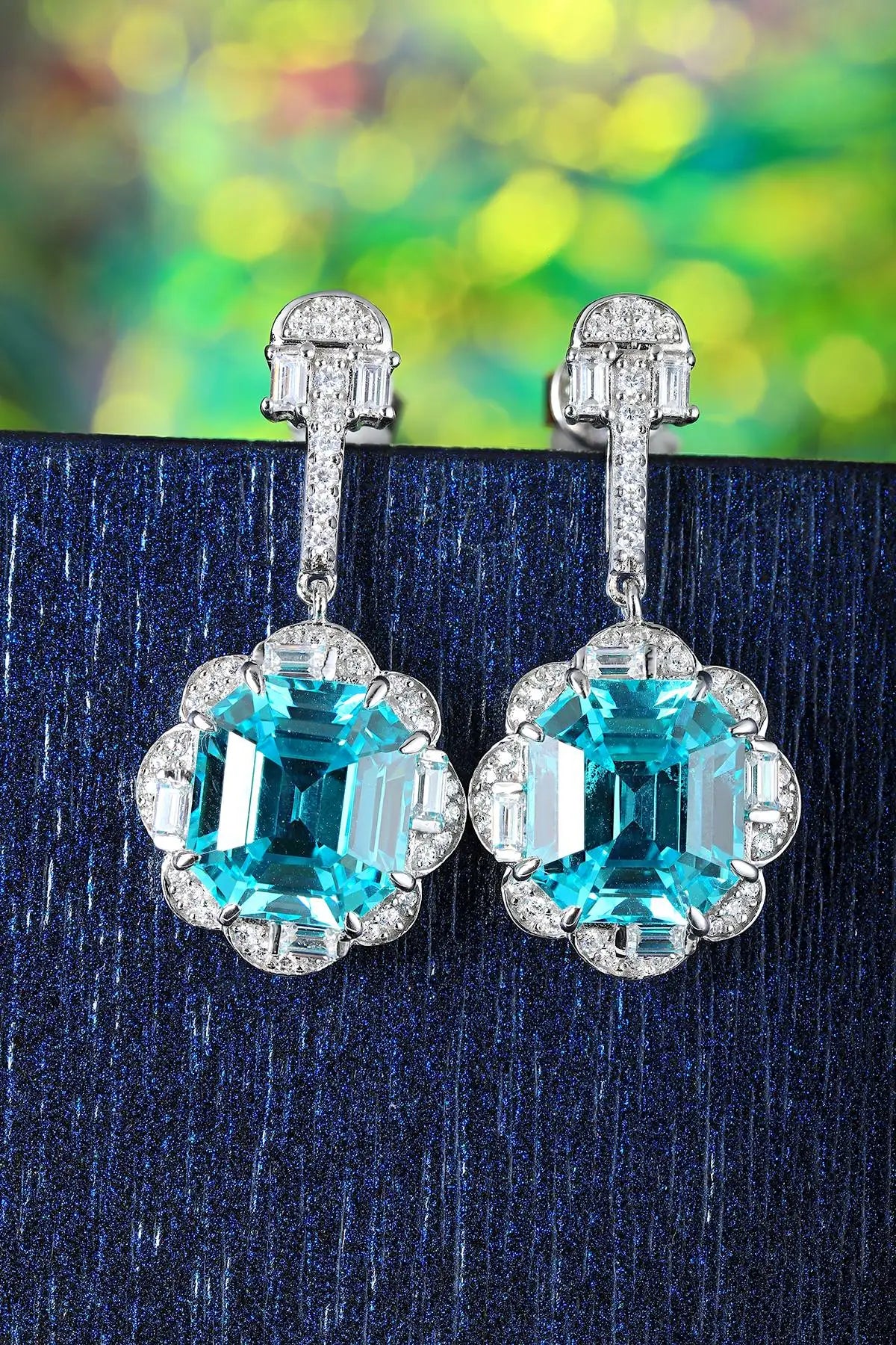 Gemfiori Anster High Quality S925 Lab Grown Paraiba Earring Stud Dainty Gemstone Stud Earrings for Women Daily Wear Gift