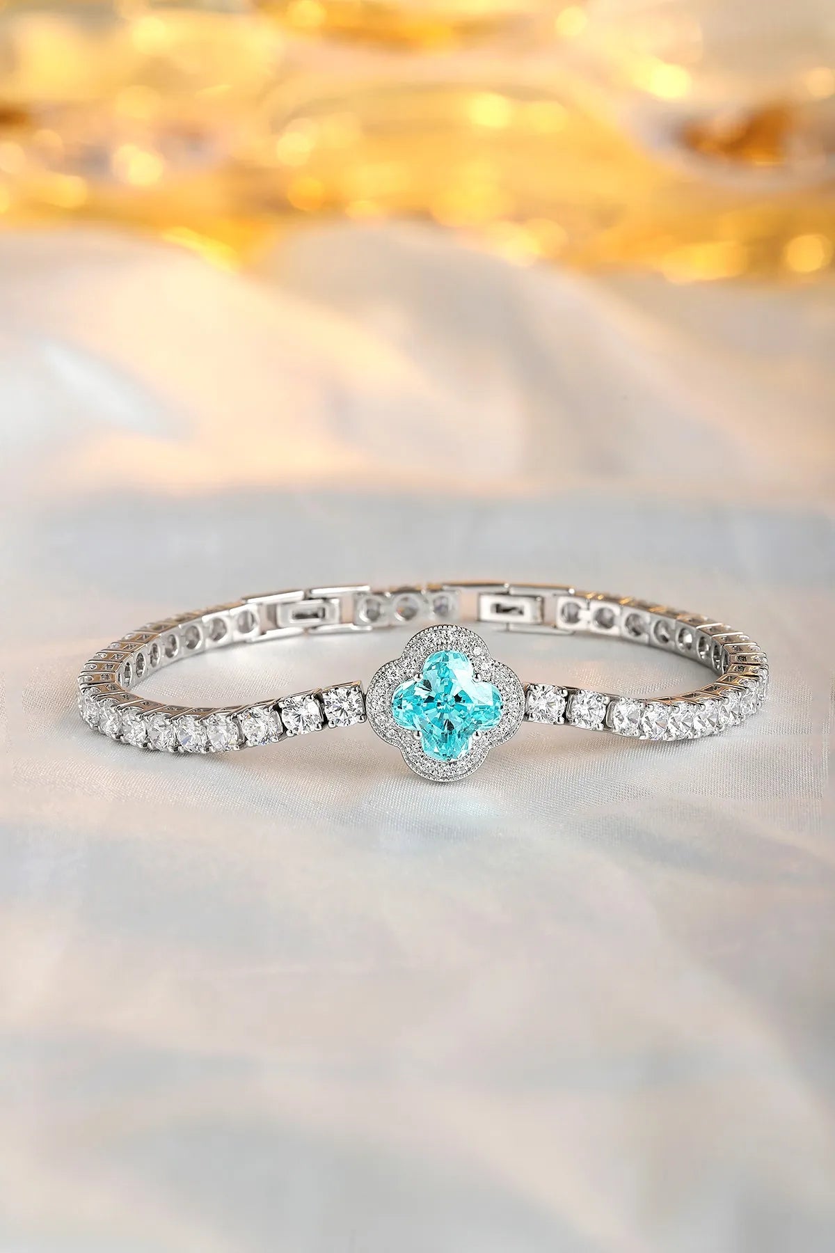 Gemfiori Customizable S925 Silver Bangles Chain Bracelet for Women Rhodium Lab Grown Paraiba Natural Gemstones for Gift Party OEM ODM