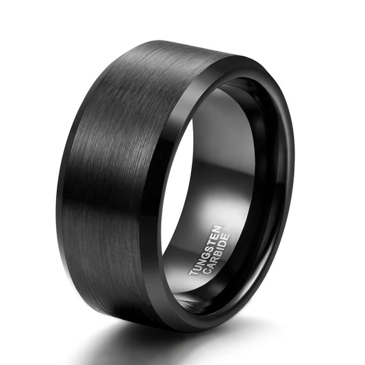 REBEL Black-Plated Brushed Tungsten Carbide Ring