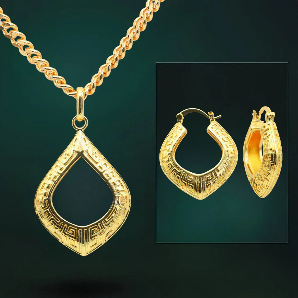 XOTICA Elegant Vintage 18K Gold Plated Copper Jewelry Set for Women Allergy-Free Necklace and Earrings for Weddings Ramadan Holidays