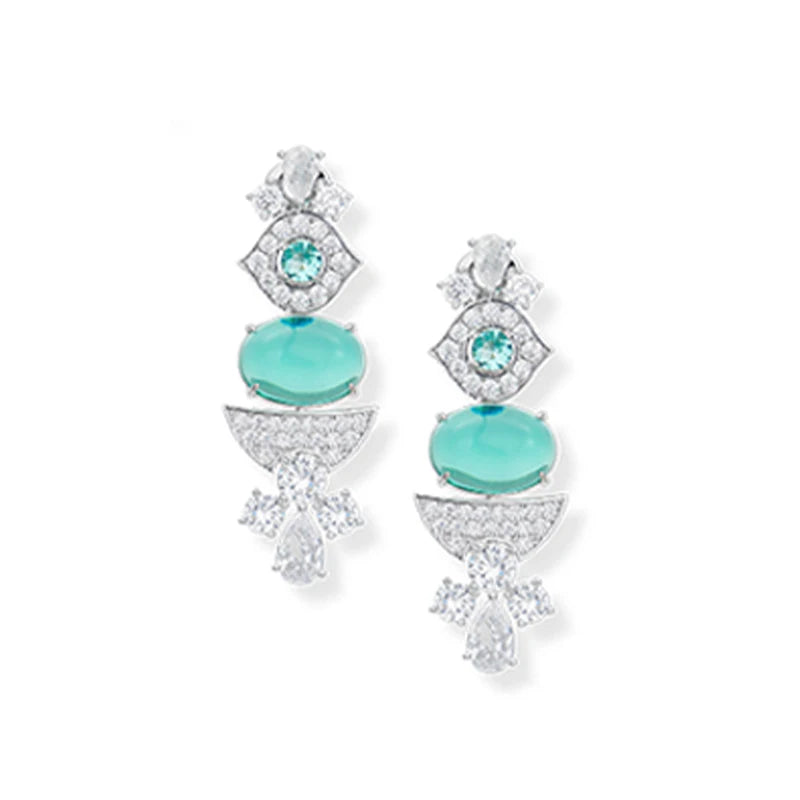 Classic Retro Women's Brass Green Zirconia Necklace Earrings Anti-oxidation Suitable for Wedding Parties Are the Perfect Gift