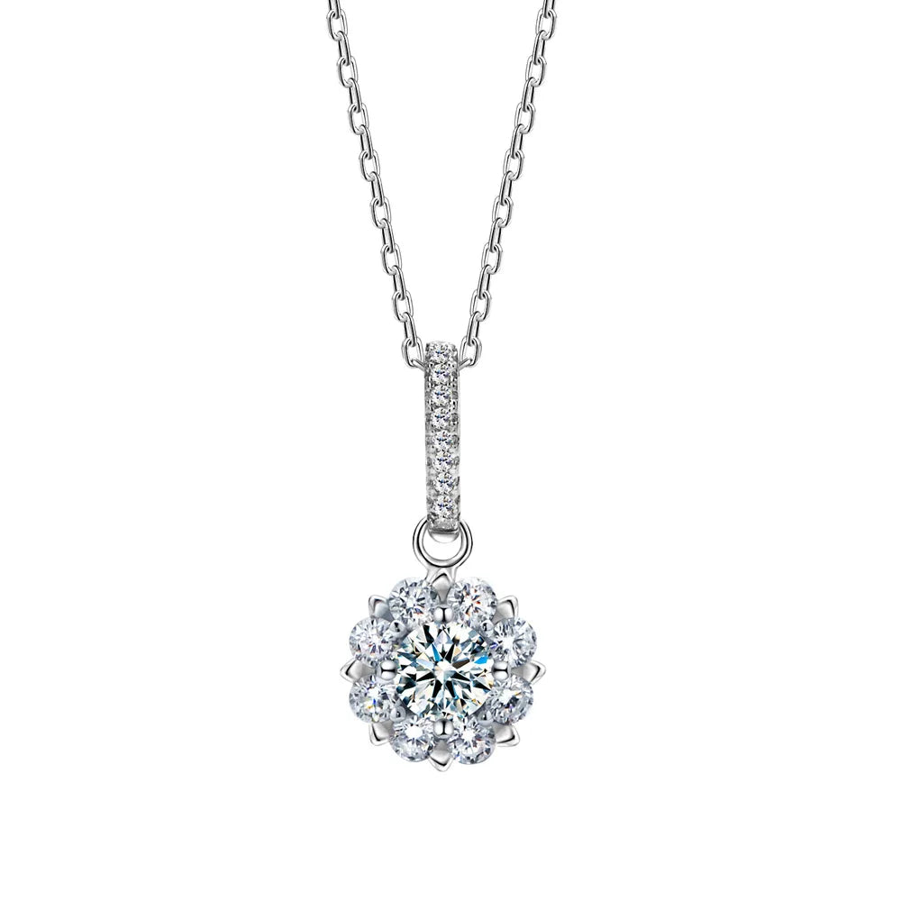 9 S925 Silver Destiny Snowflake 0.5ct Sapphire VVS GRA Moissanite Stud Earrings Necklace Rings Diamond Jewelry Set for Women