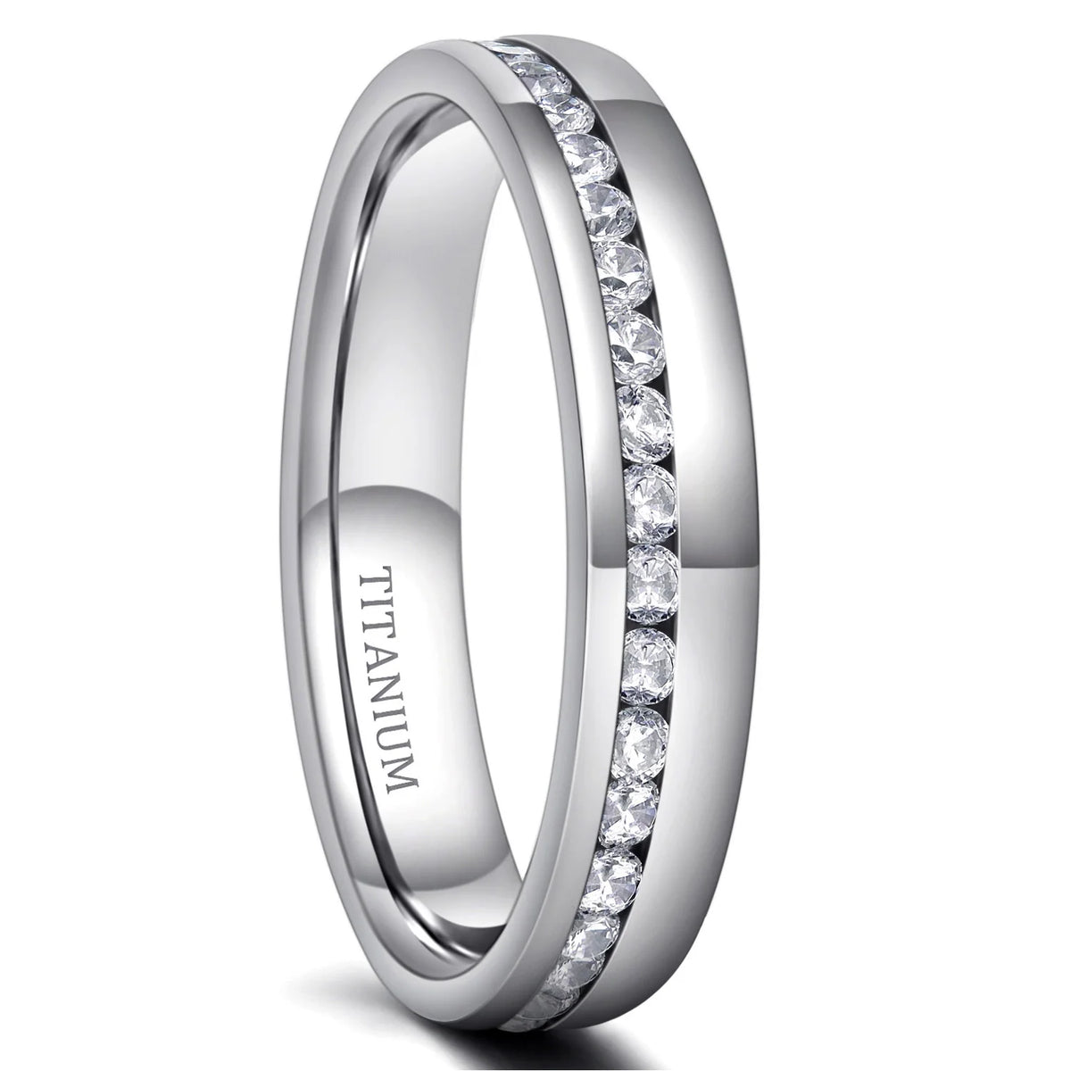 REBEL 4mm Cubic Zirconia Titanium Ring