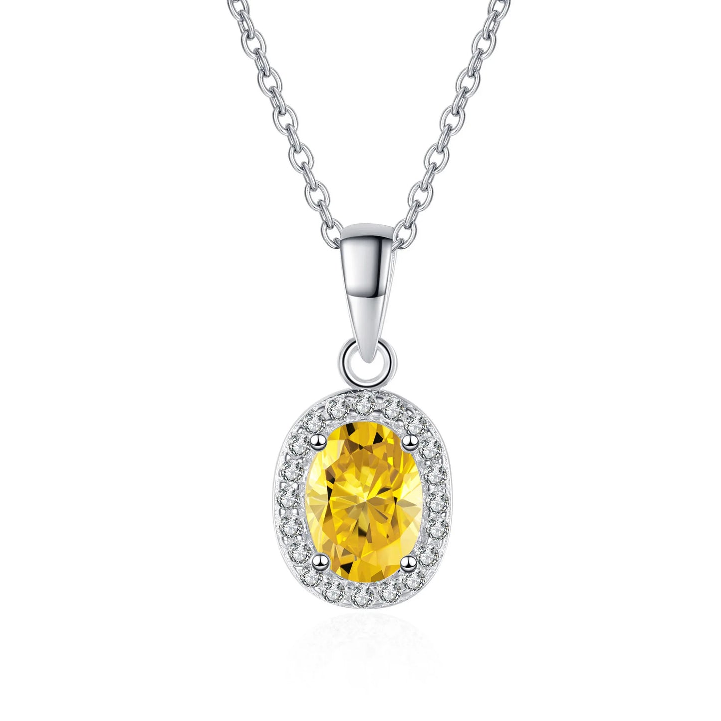Fine Jewelry 925 Sterling Silver Bezel Set Oval Cut 3 Carat Colorful Moissanite Diamond Halo Pendant Necklaces Women