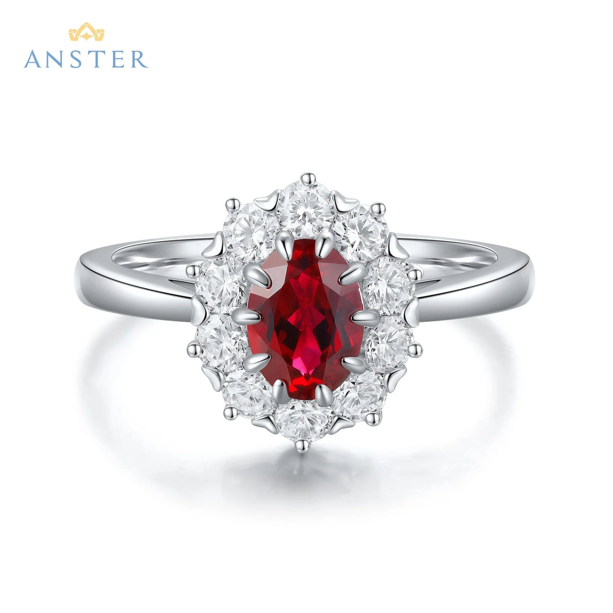 Gemfiori Vintage 3PCS/Set Rhodium Plated Lab Grown Ruby Bridal Ring Necklace Earrings Wedding Anniversary Sets for Engagement Party