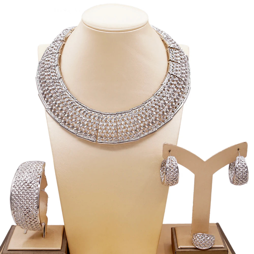 Zhuerrui Luxury Brazilian Gold Plated Jewelry Set Necklace Bracelet Earring Ring Nigerian Woman Wedding Jewelry Sets HC20120314