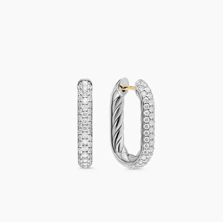 Gemfiori FASHIONISTA DY High-Quality Silver-Plated Earrings, 24.3*15.9mm, Diamond-Setting Earrings. Gold-Plated Earrings. Jewelry.