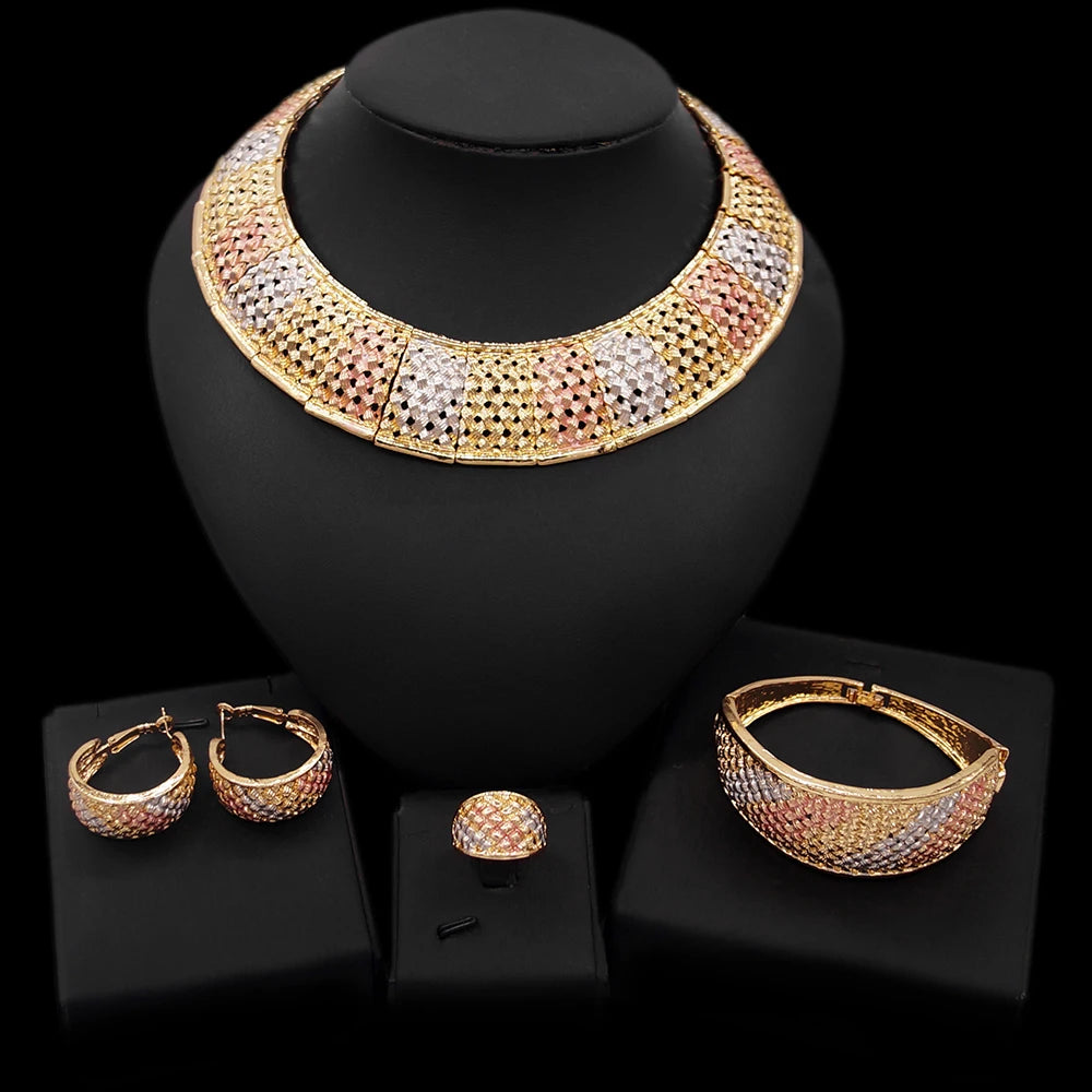 Zhuerrui Italy Brazil Gold Jewelry Set Fashion Vintage 24K High Quality Jewelry Sets Designer Wedding Party Jewelry HC20120514