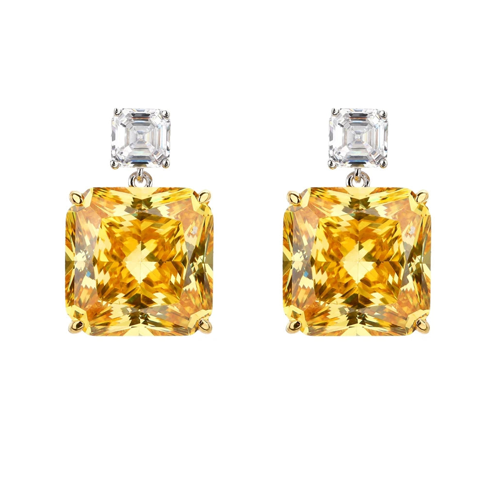 MUSHAN Jewelry Factory Silver Stud Earrings With High End Feel Electroplated White Gold and Yellow Diamond Earrings