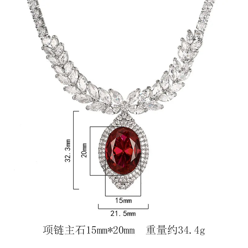 REDheart Copper Inlaid Zircon Gold-Plated Flower Shape Third Party Certified Premium Banquet Fashion Pendant Necklace
