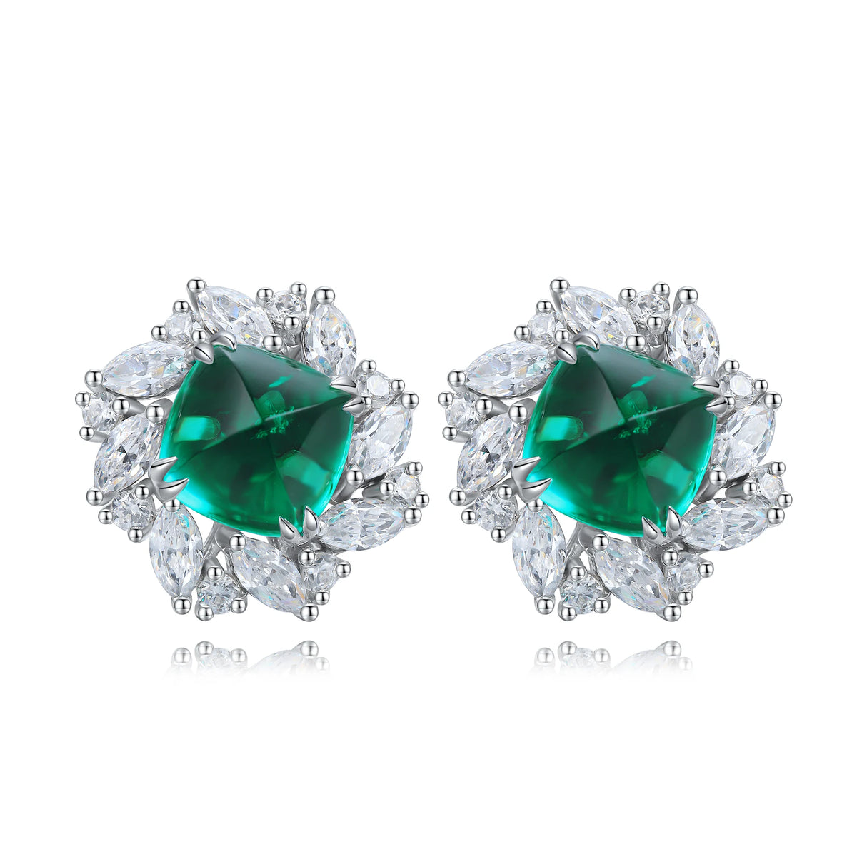 Gemfiori Lab Grown Emerald Earrings Women's Earrings Lab Made Emerald Earrings Lady Use
