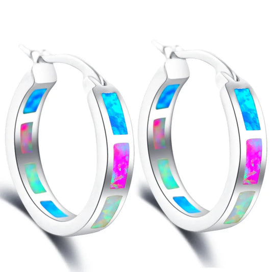 Tiktok Ins Hot Brass Geometric Bohemian Christian Blue Opal Drop Earrings Gift for Women