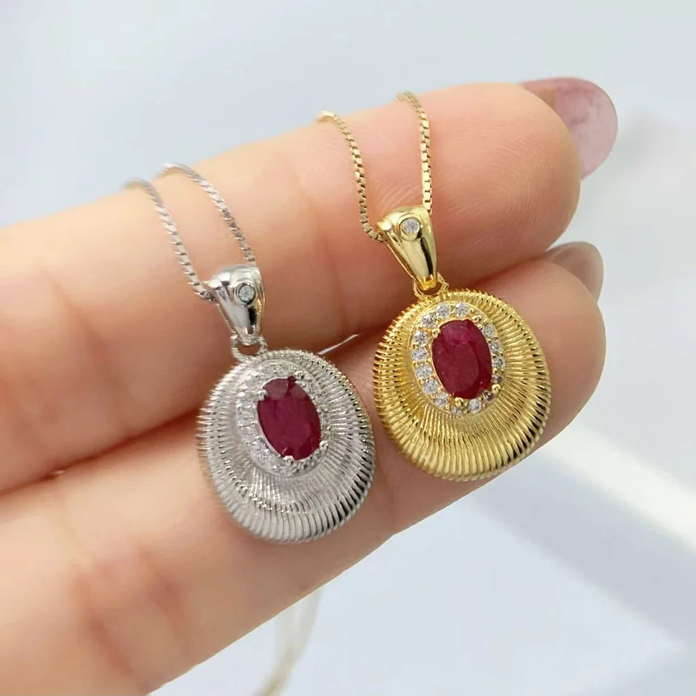 Gioiellieri Ruby Pendant for Necklace with Natural Red Gemstone 925 Sterling Silver July Birthstone Fine Jewelry Luxury Engagement Wedding