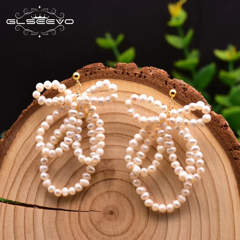 Handmade Fresh Water Pearls Bow-knot Hyperbole Dangle Earrings for Girls Wedding Cute Jewellery for Women  Earrings Bulk