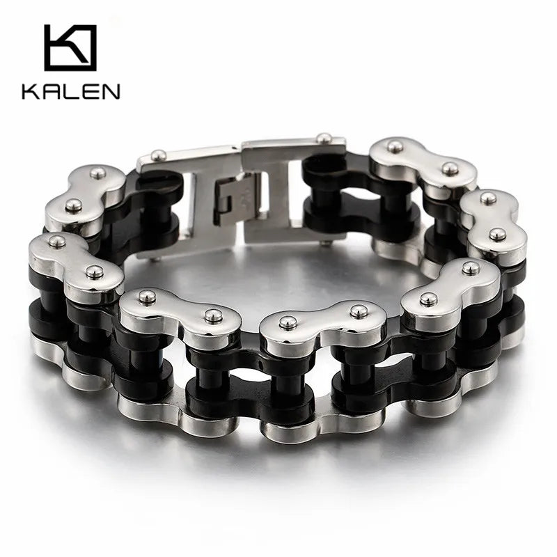 VIKING Mens Heavy Chunky Motorcycle Chain Bracelet – Silver Stainless Steel