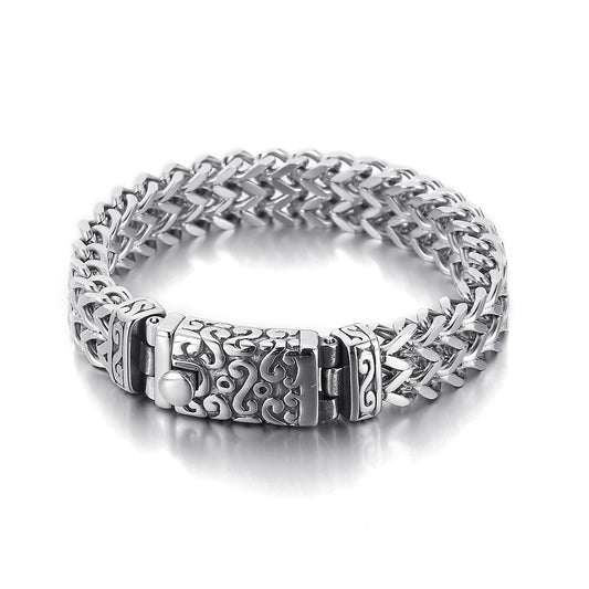 VIKING Gothic Mesh Cuff Bracelet – Silver Stainless Steel