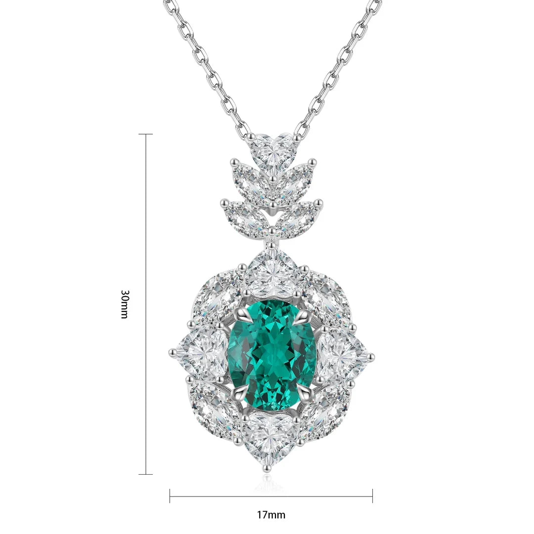 Gemfiori Anster 925 Sterling Silver High-quality Cultivated Emerald Necklace - Suitable for Parties or As a Gift
