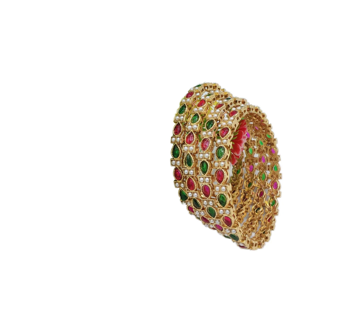 PADMAWATI Private Limited Indian Traditional Luxury Tungsten Gold Plated High Quality Multi Color Women's Bangles Set Engagement
